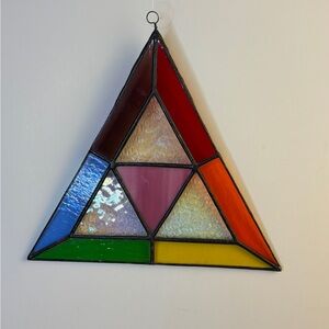 Colorful Stained Glass Triangle Art Piece